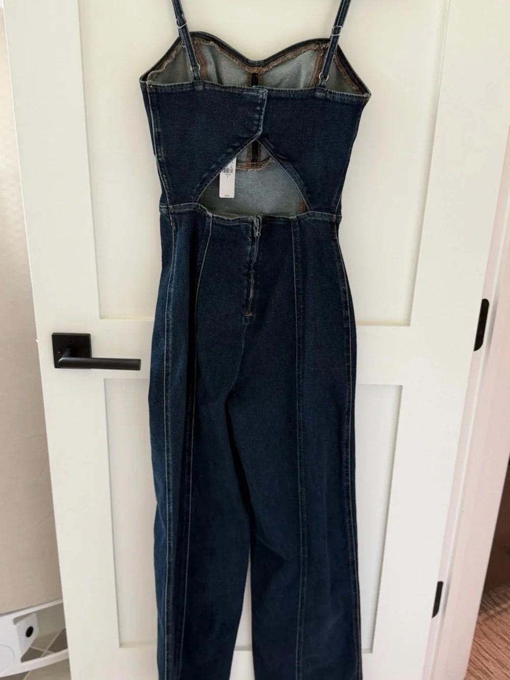 Express Dark Indigo Cutout Denim Jumpsuit - Picture 3 of 3